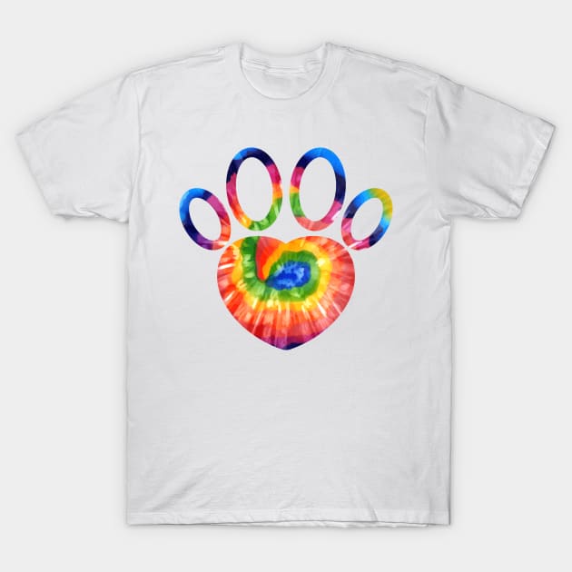 Dog Paw Tie Dye Cat Paw Print Animal Lover Birthday Tee Gift T-Shirt by kaza191